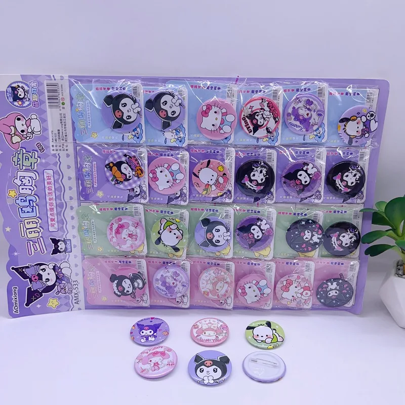 

24/48pcs Sanrio New Cartoon Tinplate 4.5cm Capybara Badge Anime Cute Kurome Melody Bag Accessories Cute Badge Brooch Student