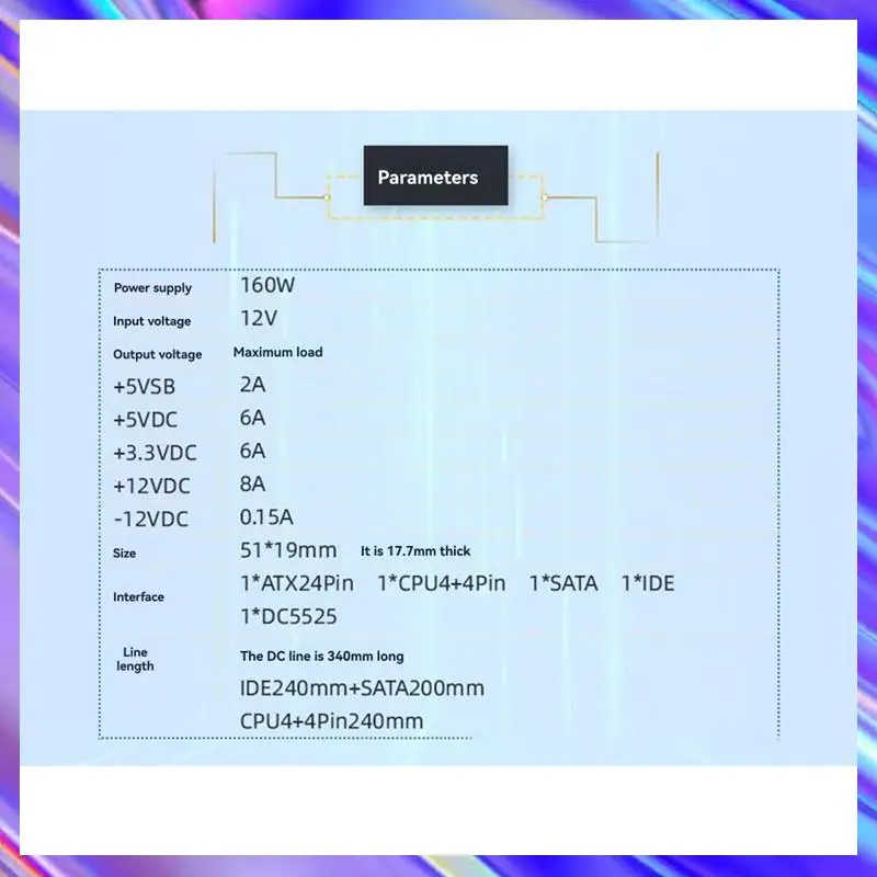 Motherboard Schalter CPU Zubehör Netzteil DC 12V 160W Pico PSU PCB Modul 24Pin 4 + 4Pin/8Pin