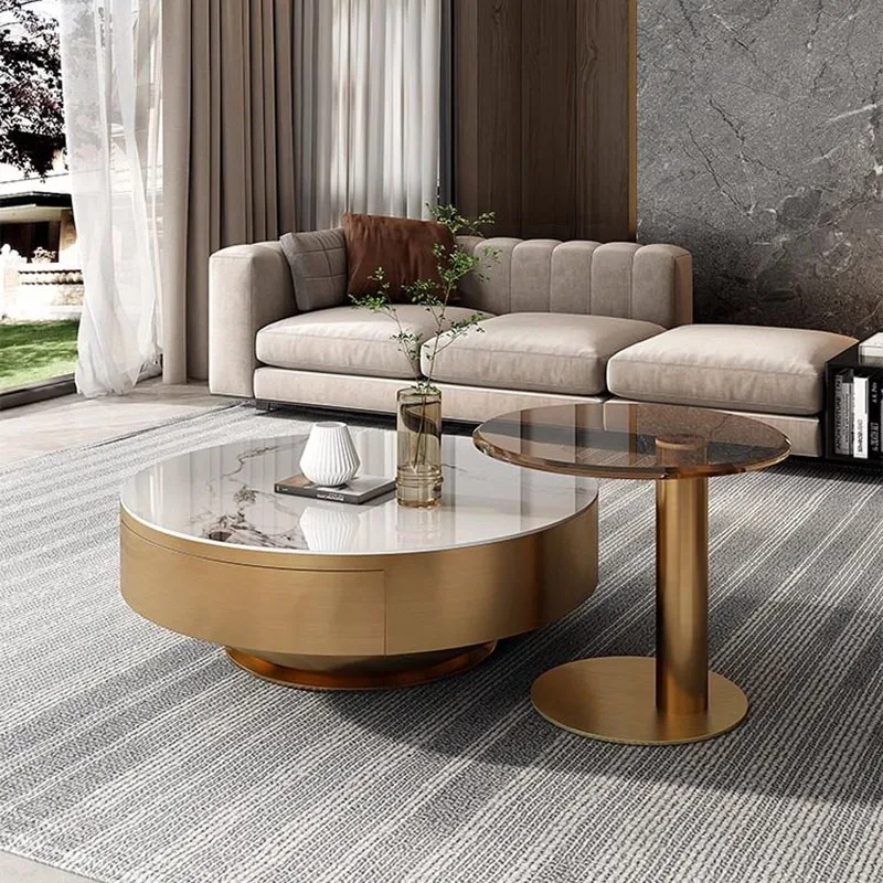 

Round Clear Coffee Table Simple Aesthetic Designer Accessories Decoration Coffee Table Minimalist Unique Meubles Home Furniture