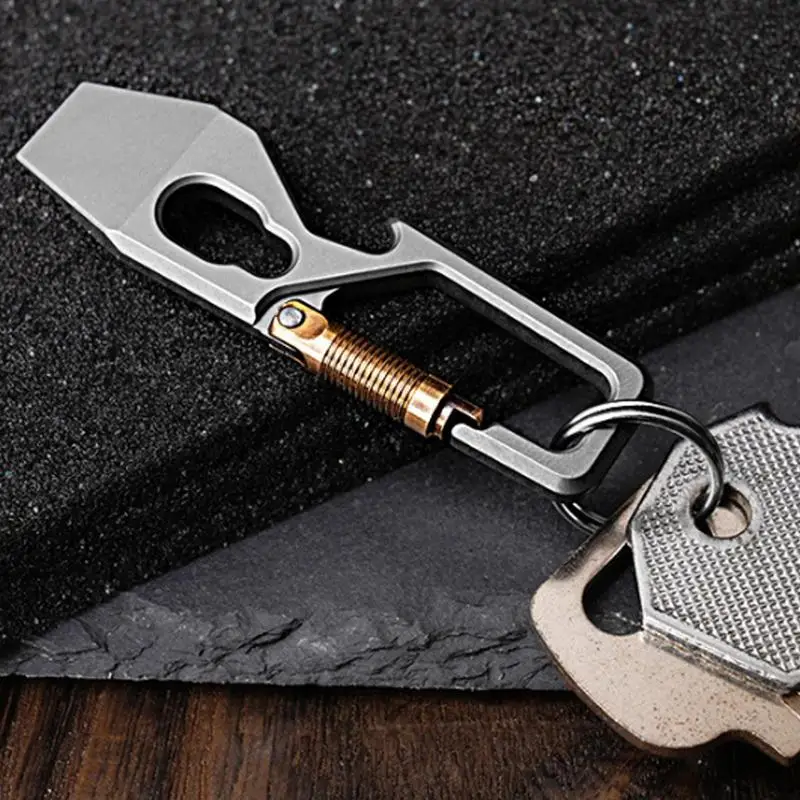 Outdoor Multi-purpose Tool With Keychain Titanium Alloy Small Pry Bar Titanium Alloy Crowbar Screwdriver Unboxing Bottle Opener