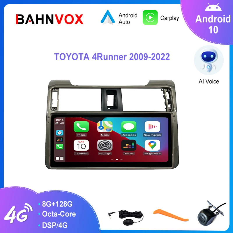 12.3'' Android 10.0 Car Radio for Toyota 4Runner 2009-2022 Navigation GPS Carplay 4G Multimedia Player 8G+256G Stereo Head Unit