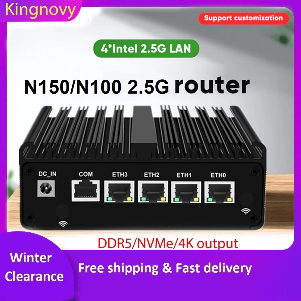 Cheap Firewall Computer Intel N150 N100 N5105 N5100 Industrial Fanless Mini PC 4x2.5G i226 LAN Soft Router pfSense PVE ESXi