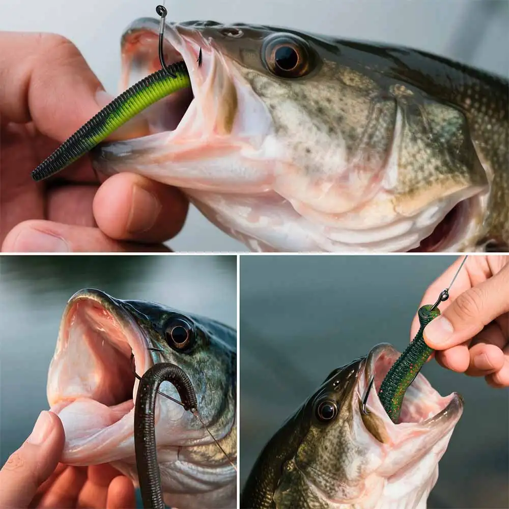 Proberos 10 Stück Wurm-Silikon-Bass-Angelköder, weicher Kunststoff-Gummi-Stickbait, Wacky für Rig-Bass-Köder, Salzwasser, Süßwasser ﻿ – Detail 12