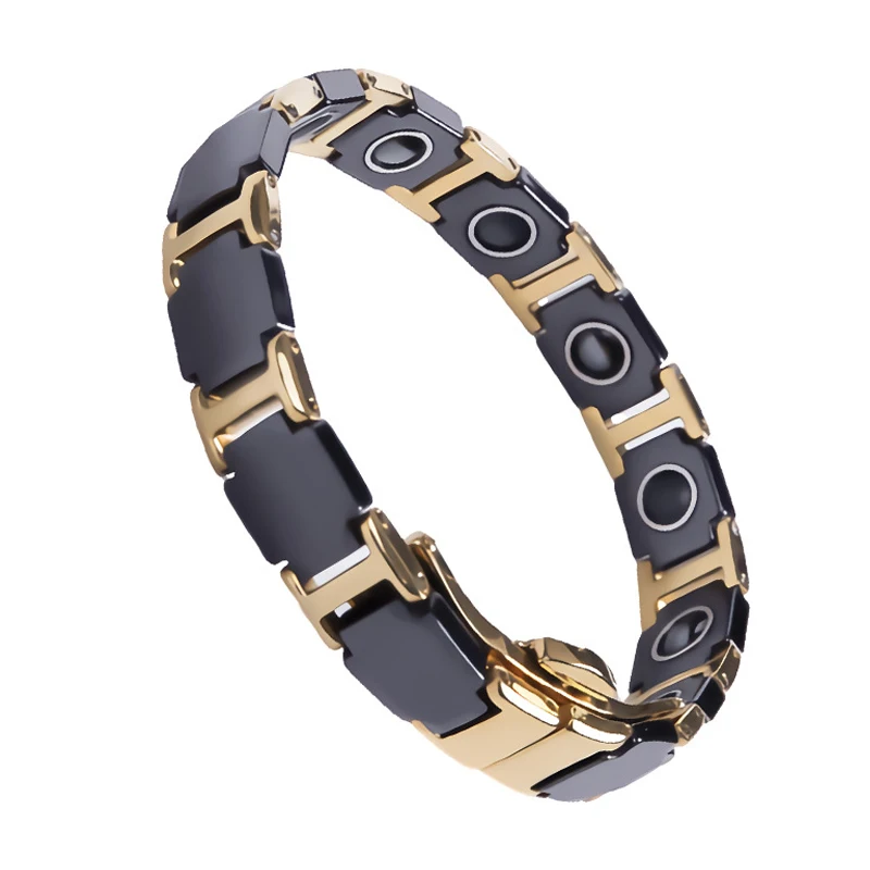 OKtrendy Ceramic Bracelets Female Germanium Black Steel Magnetic Bangle Benefits Health Bio Energy Bracelet for Arthritis