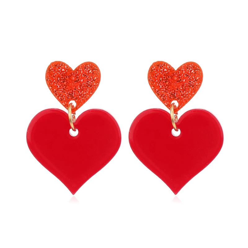 2 PCS New Heart shaped Love Acrylic Earrings Exquisite Romantic Earrings Pendant Party Gift Earrings