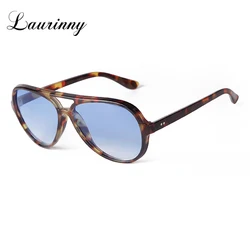 Trendy Gradient Blue Lens Oversized Pilot Sunglasses Women Brand Design Vintage Tortoise Shell Aviation Men Shades Sun Glasses