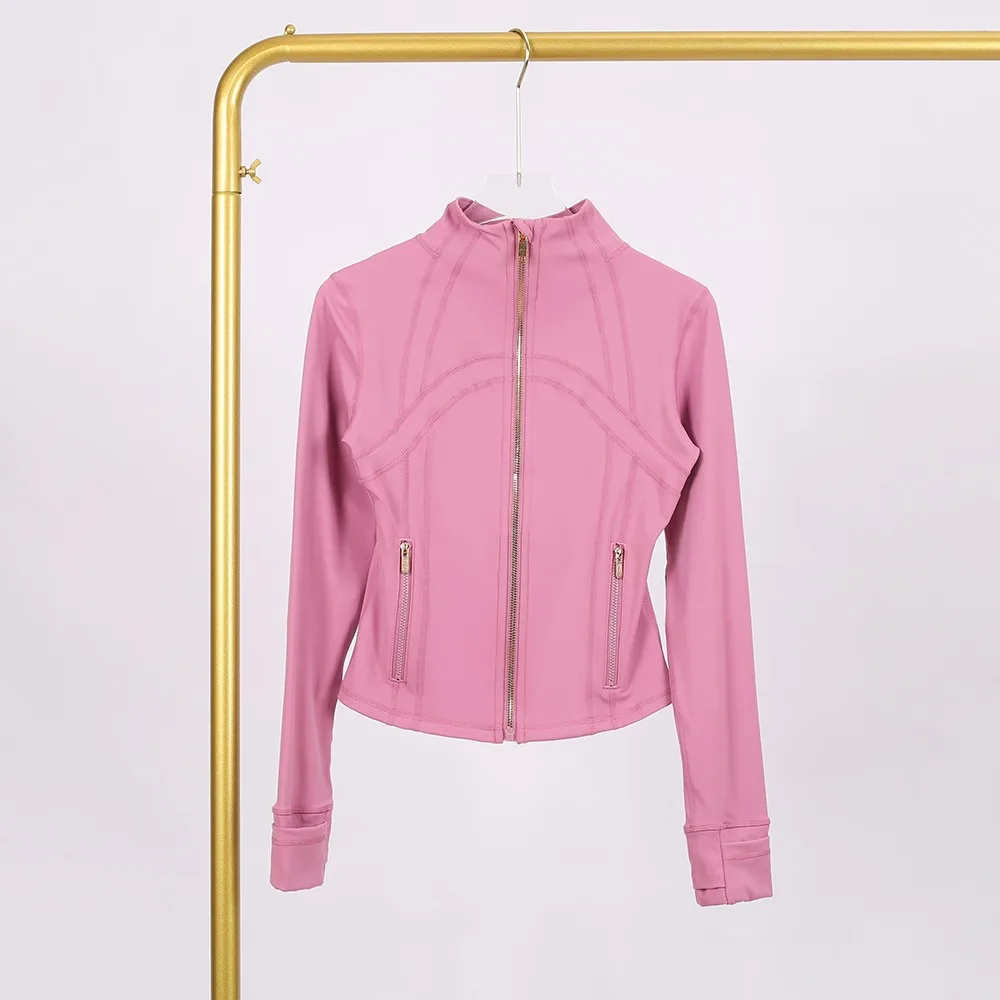 

Short GOLD Zipper Stand Collar Jacket Yoga Women's Outerwear Sun Protection Slimming Quick Dry Breathable High-End Sensation T