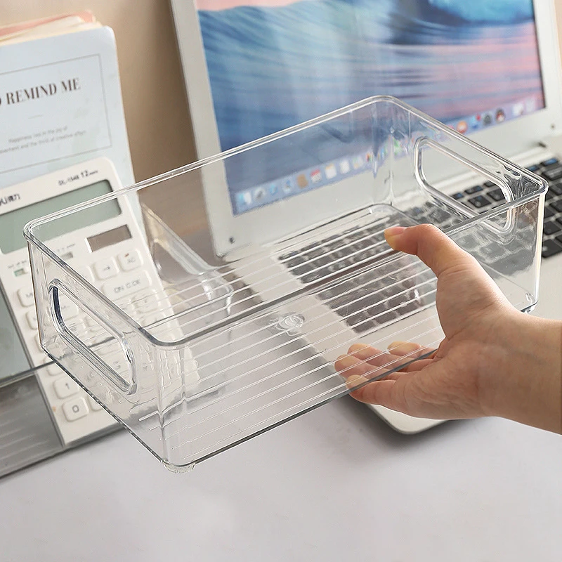 1 pz plastica Crisper scatola trasparente frigorifero scatola di immagazzinaggio Crisper scatola di immagazzinaggio cosmetica cucina scatola di immagazzinaggio Desktop acrilico