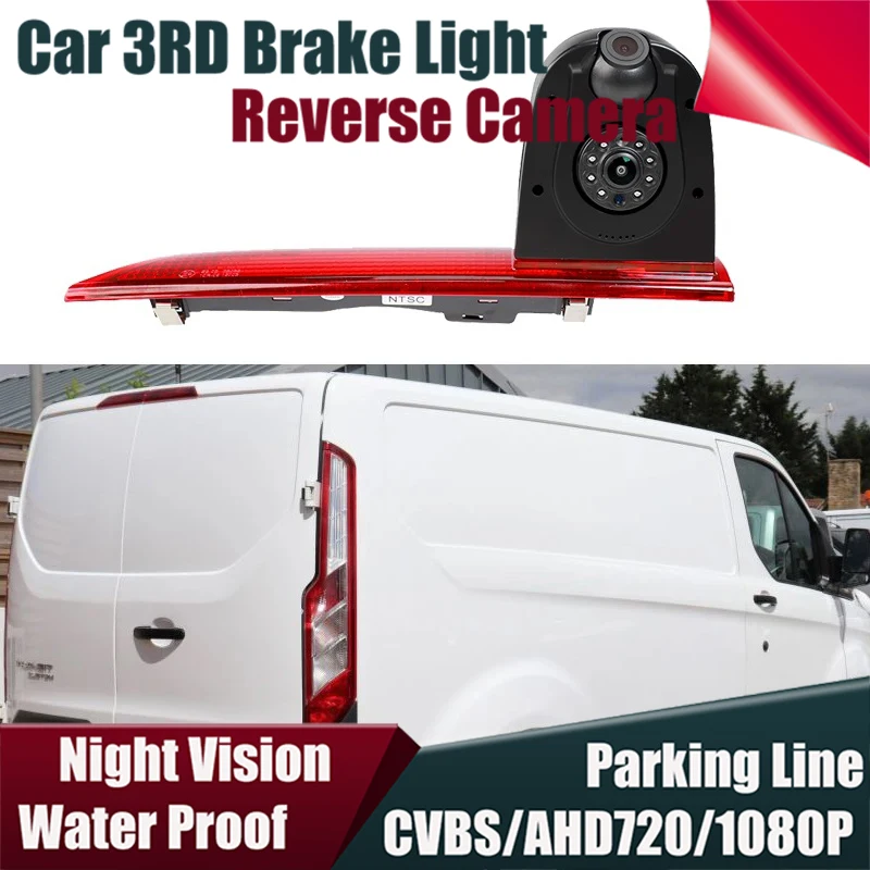 

Car Rear View Reverse Camera Parking Third Brake Light BackUp Dual Lens Red Camera For Ford Transit Custom Without LED 2012-2015