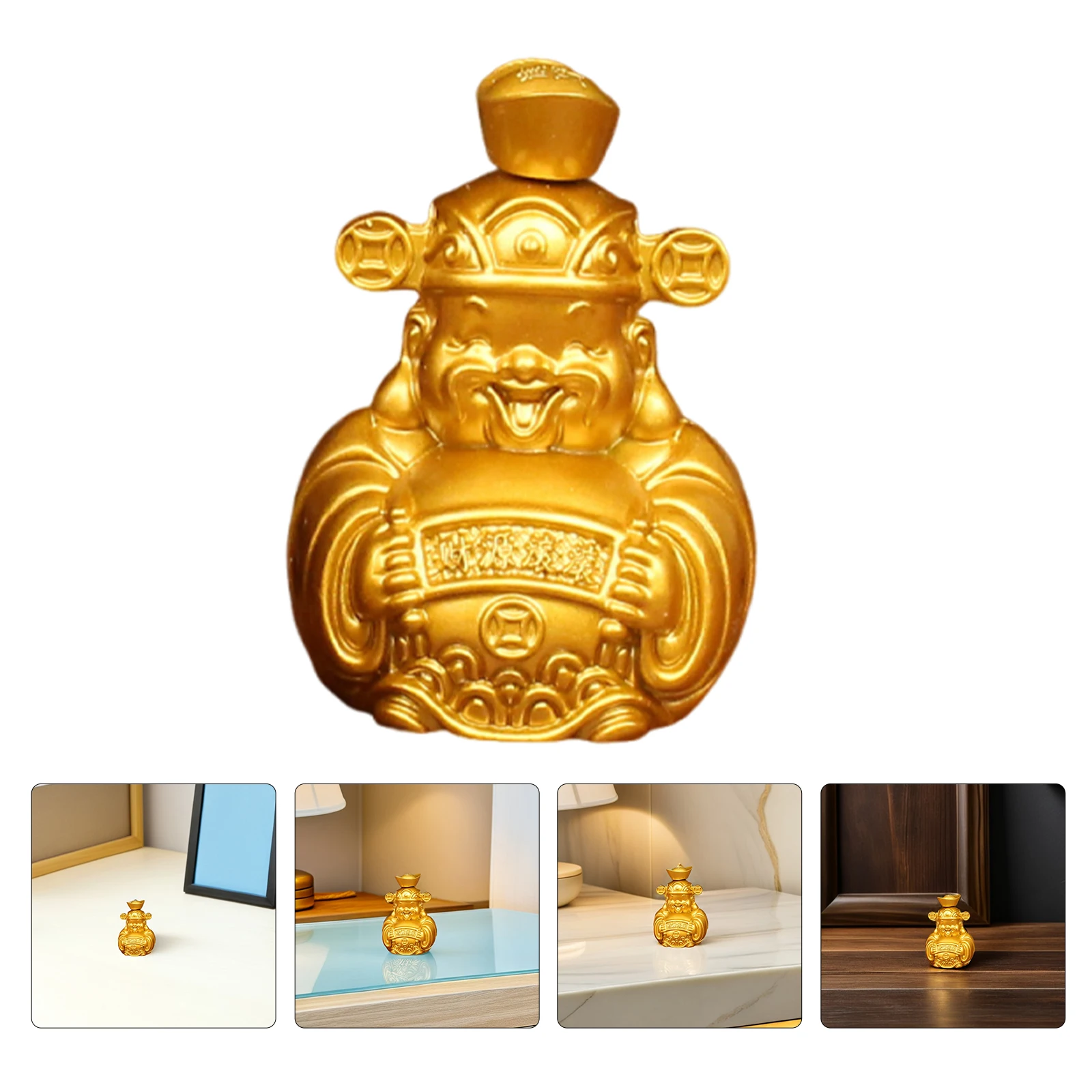 

Laughing God Of Wealth Statue Golden Cai Shen Rotatable Yuanbao Desktop Decor For Home Office Car Dashboard Attract Fortune