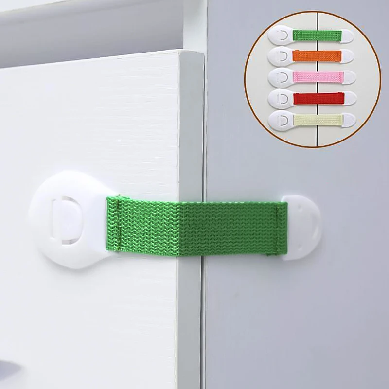 Cerraduras de seguridad multifuncionales con correas de colores, cerradura segura antiapertura para gabinete para niños, Clips de fijación para cerradura de puerta de mano con clip