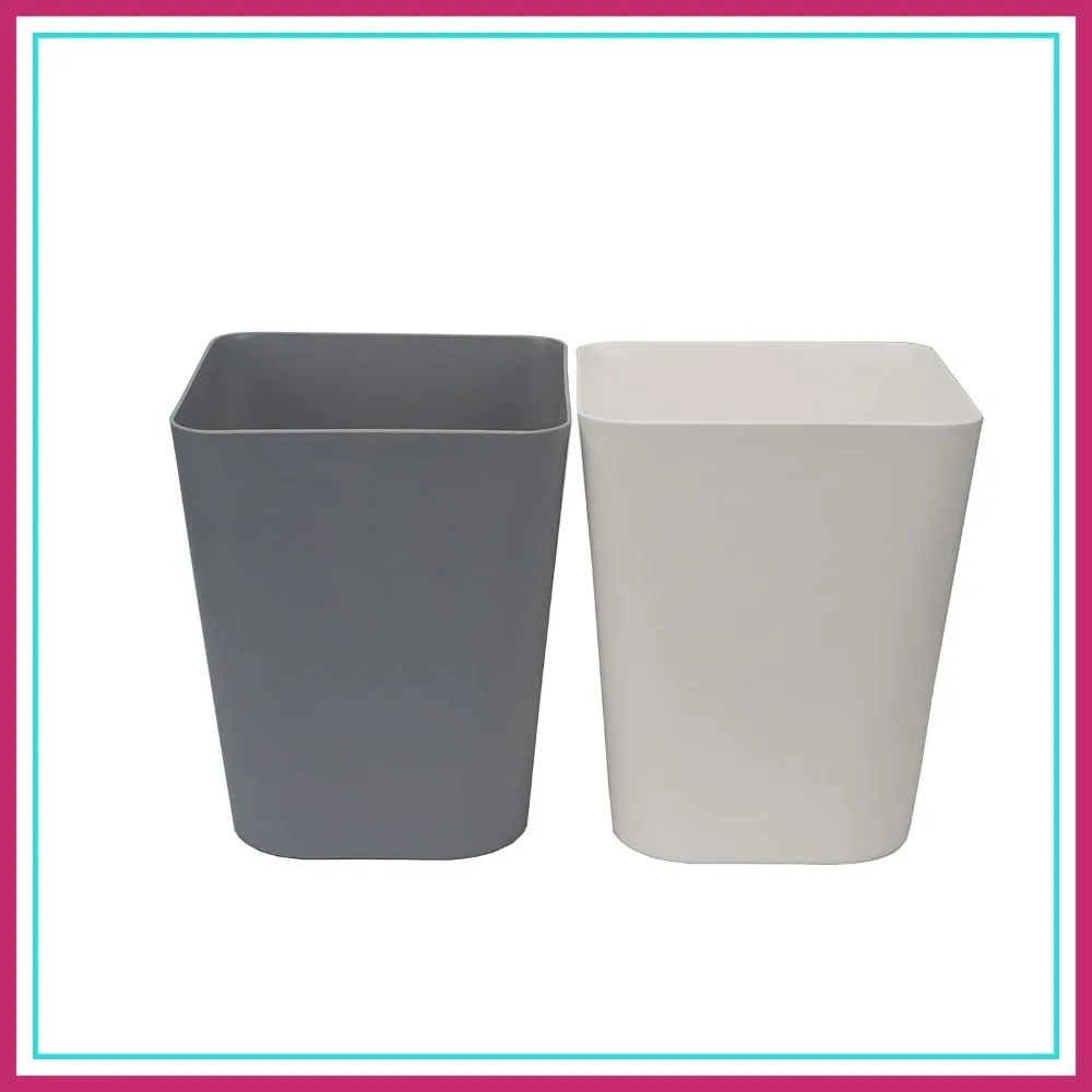 

2-Pack Small Trash Can 1.6 Gallon Wastebasket for Kitchen Office Bathroom White Gray