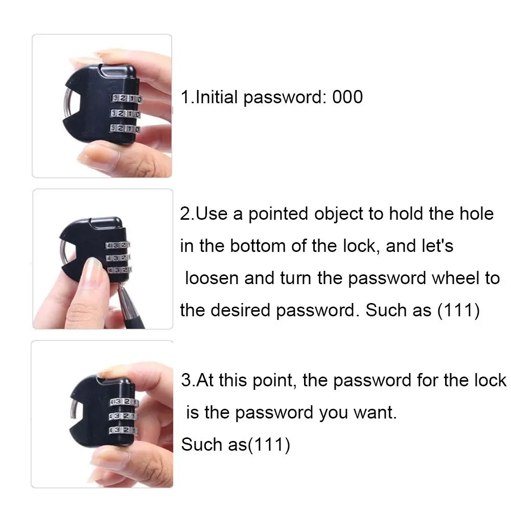3 자리 숫자 코드 암호 조합 자물쇠, 보안 여행 안전 자물쇠, 체육관용 수화물 자물쇠