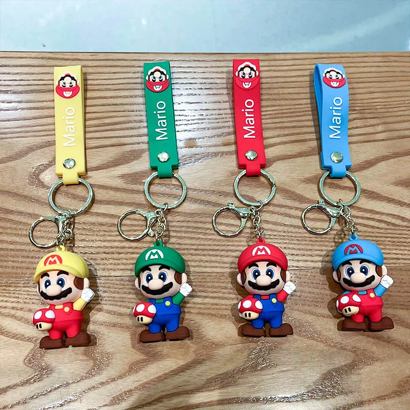 Super Mario Mushroom Anime Game Pendant Keychain Cartoon Cute Figure Silicone Car Key Chain Creative Decor Gifts for Kids Fans