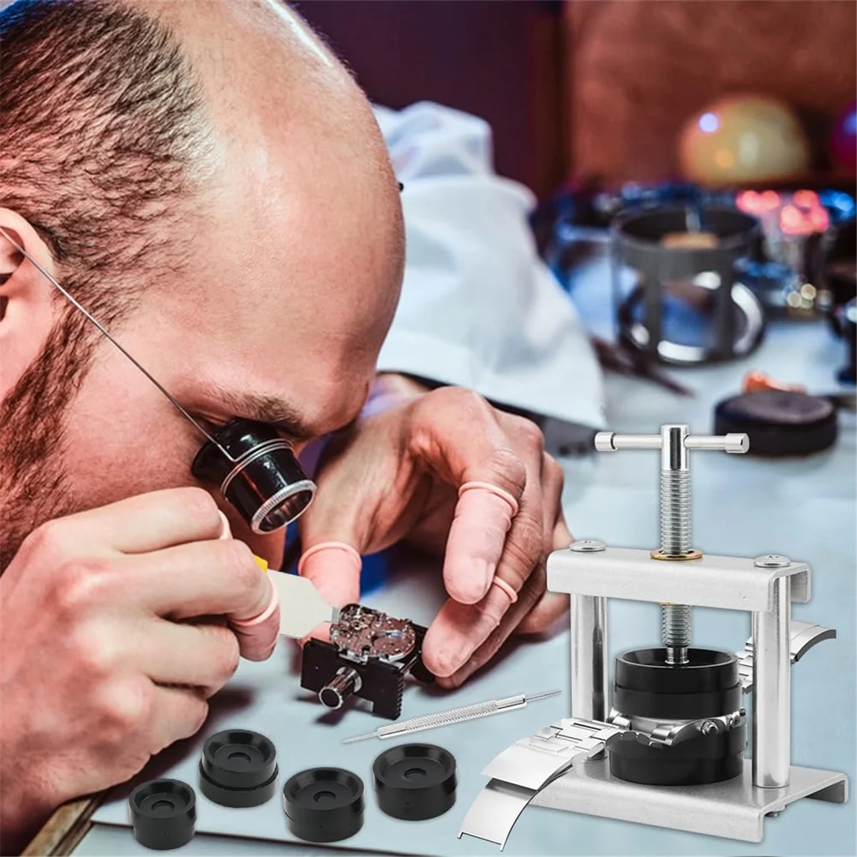 ELBA_Watch Back Case Closer Kit Watch Repair Tool Watch Press Tool Watch Battery Replacement Tool Kit for Closing Watch Cover