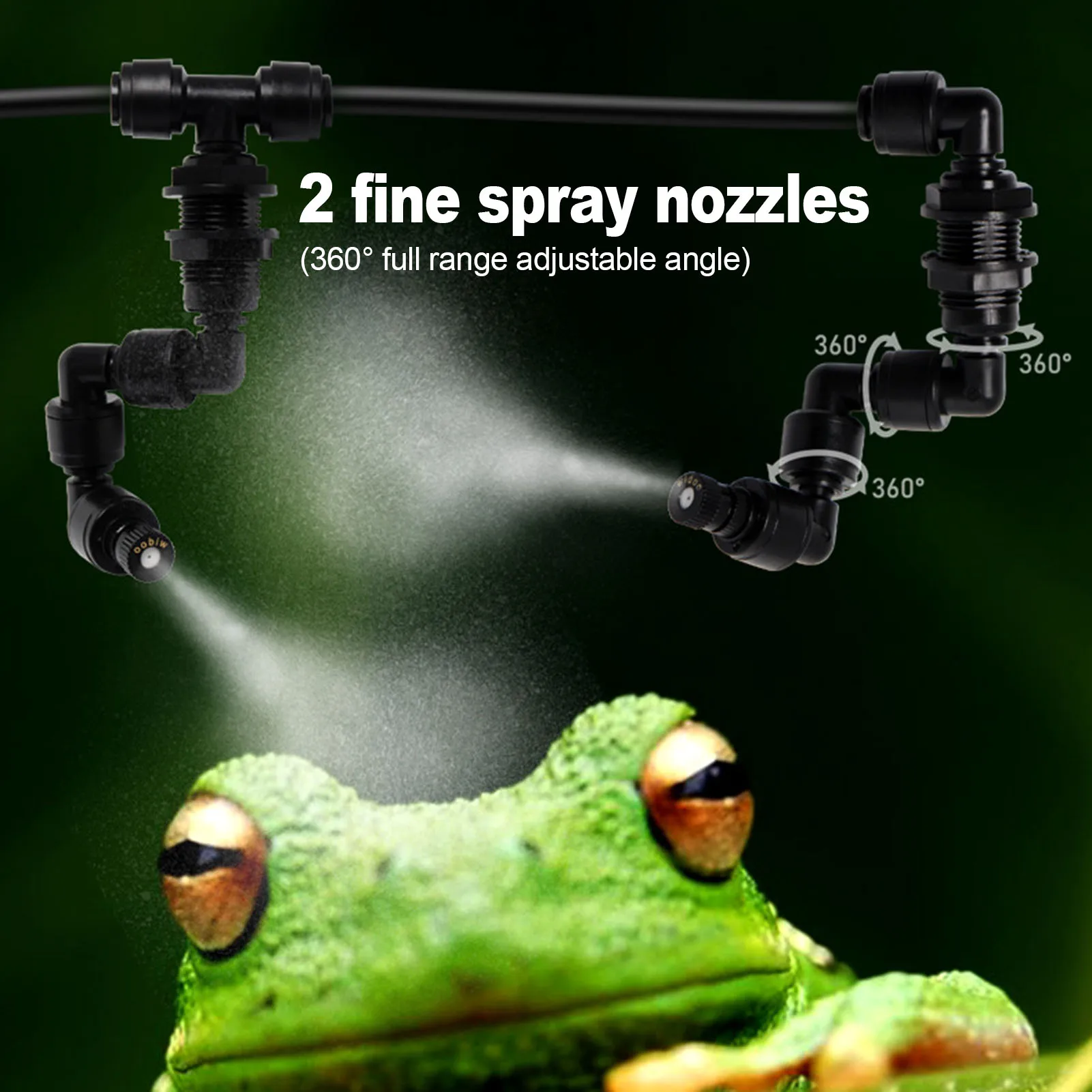 Rainforest Tank Timer Misting System Automatic Reptile Mister 360° Adjustable Nozzles Smart Timing Function Touch Controls