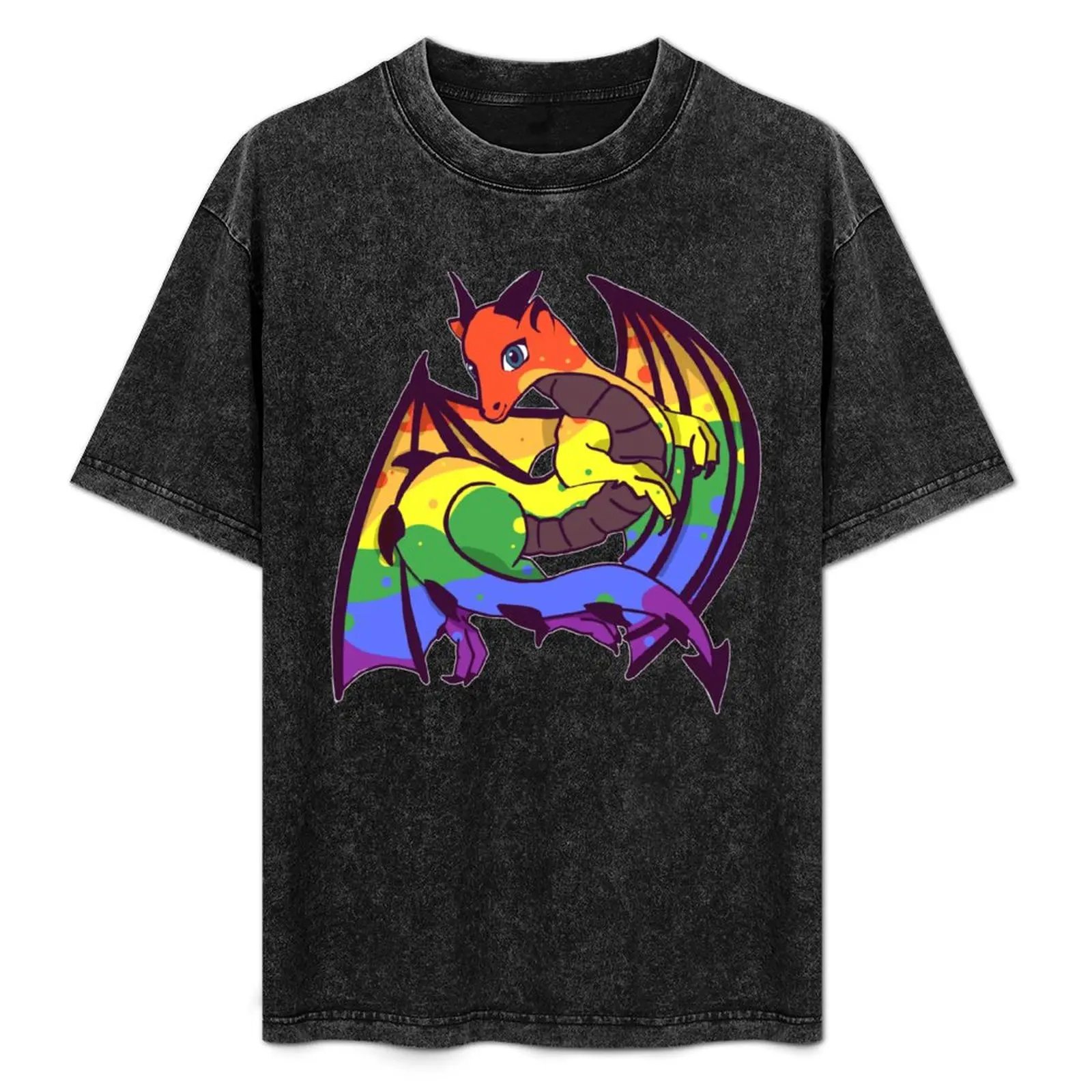 

Pride flag dragon T-Shirt Comfortable Basic Crew Neck Tee