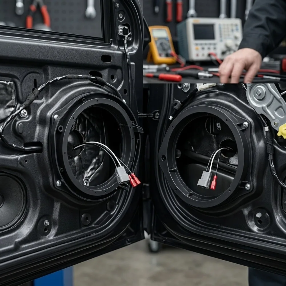 Black ABS Speaker Installation Pads with Pre-Crimped Wiring Harnesses for Select For Honda Models Direct Bolt-On Fit