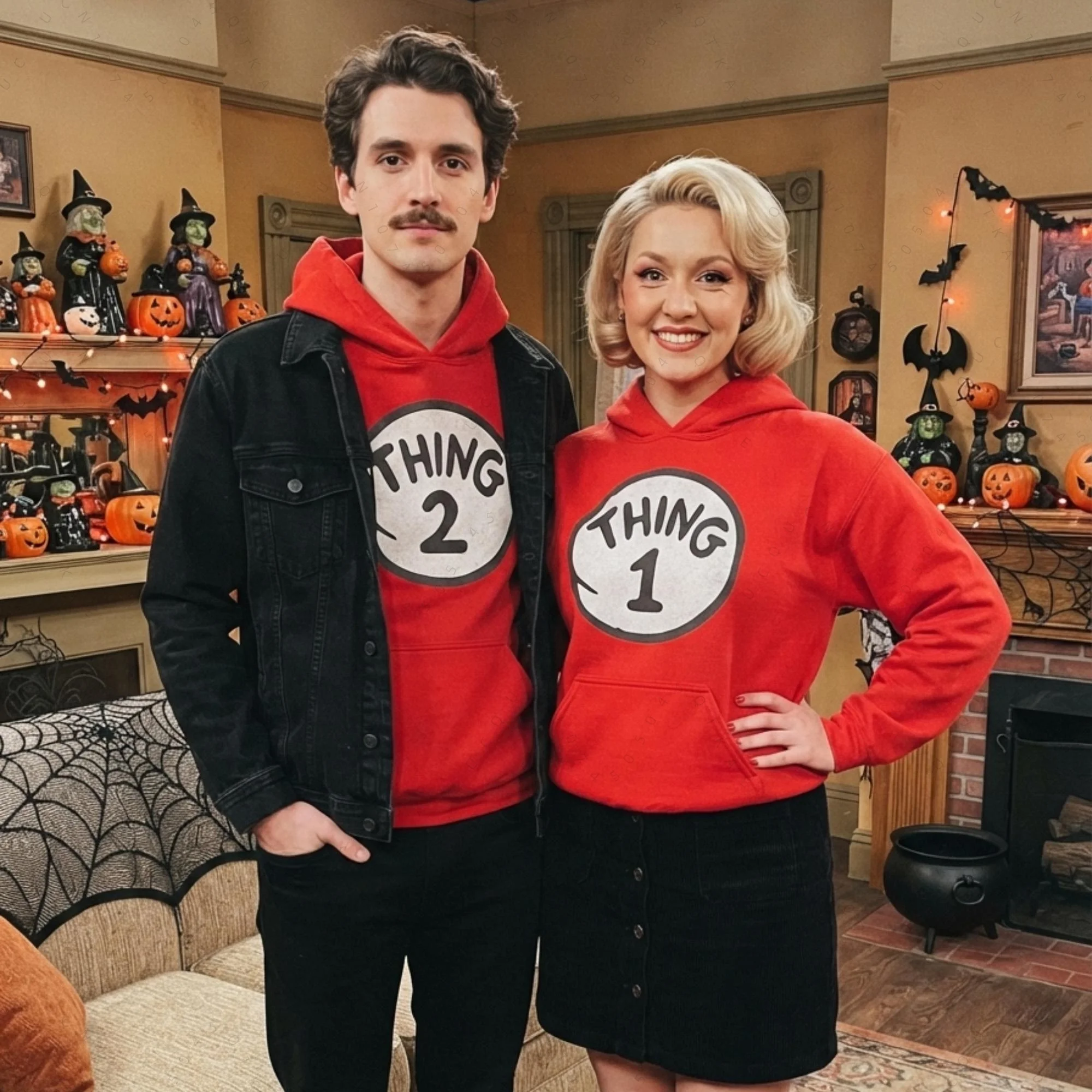2026 Thing 1 Thing 2 Emblem Hoodie Cosplay Clothing The Cat In The Hat Cartoon Animation Hoodies Summer Adult Kid's Sweatshirt