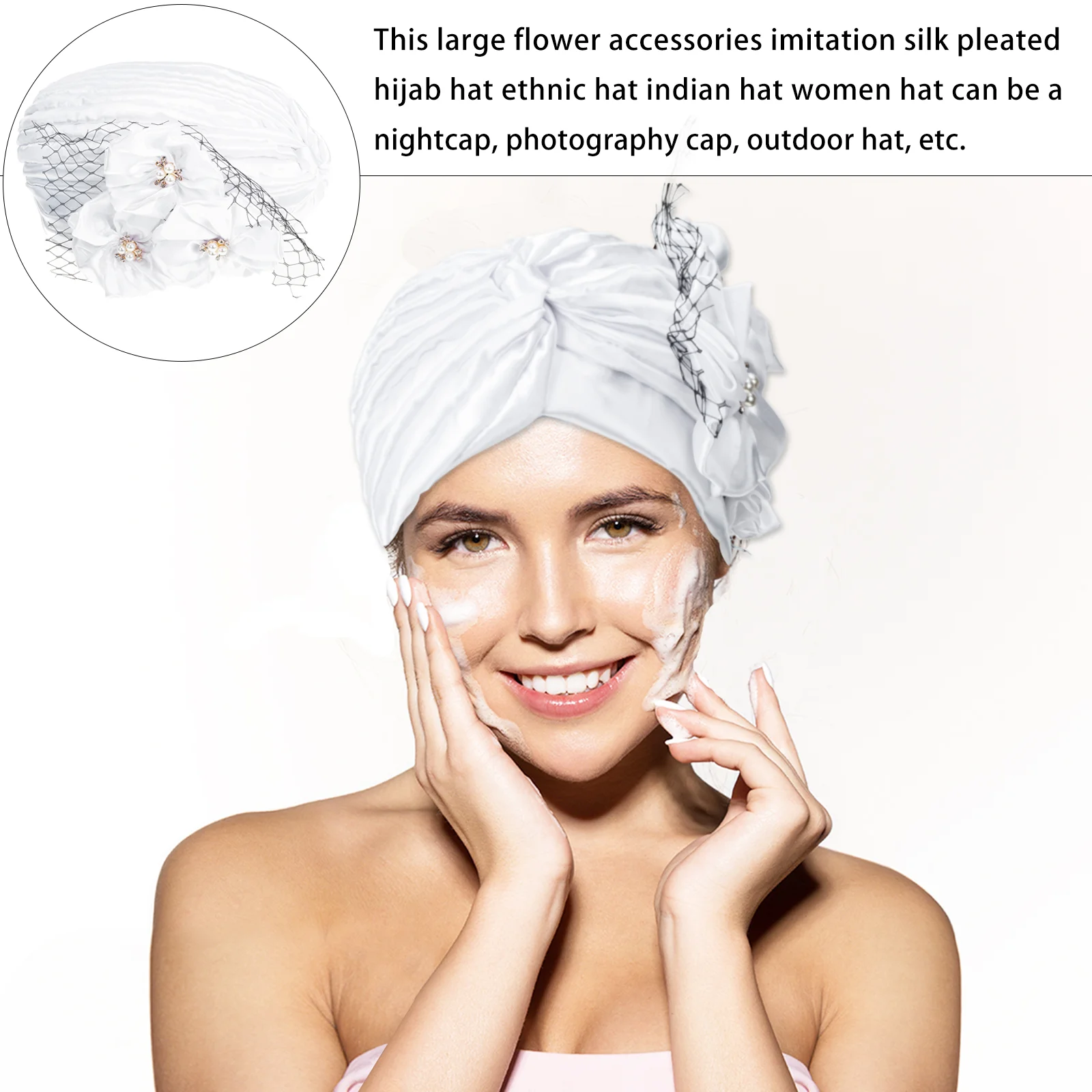 หมวกชาติพันธุ์อุปกรณ์เสริมกลางแจ้งดอกไม้ผ้าโพกหัวสไตล์หมวก Headwrap แอฟริกัน Wraps ซาติน