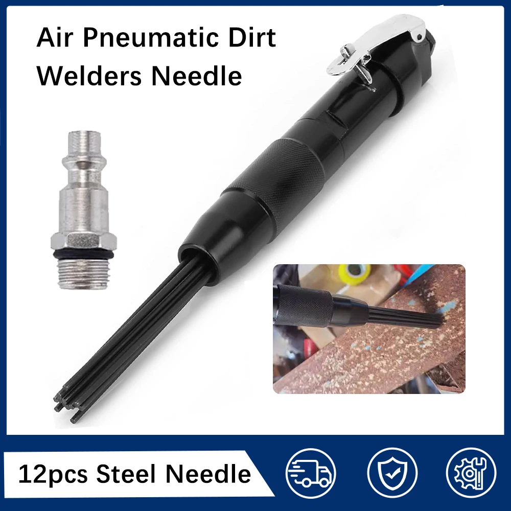 Straight Pneumatic Derusting Tool Compact Air Needle Scaler Pneumatic Tools Rust Corrosion Slag Remove Deburring Cleaning Tool