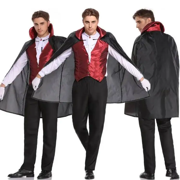 Halloween vampire costume adult masquerade grim reaper cosplay gothic earl male costume suitable for any figure