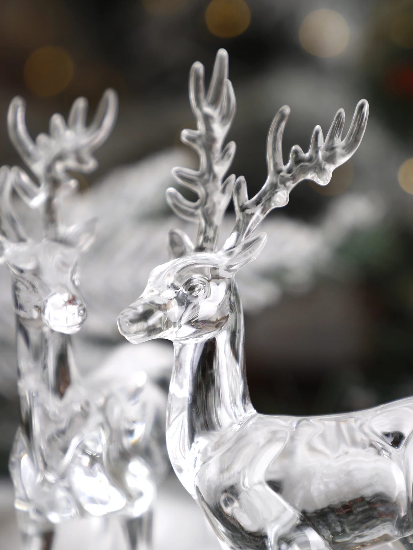 Plastic Crystal Deer Figurines Transparent Reindeer Desktop Ornament Christmas Decoration Desk Accessories Furniture For Display