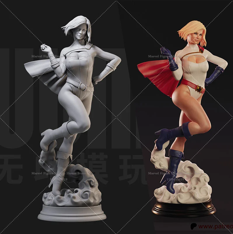 1/24 1/18 Schaal Power Girl Kara Zor-El MainUniverse Cryptonians Superheld DIY Zelf-geassembleerde GK 3D Hars Un-panited WhiteDoll