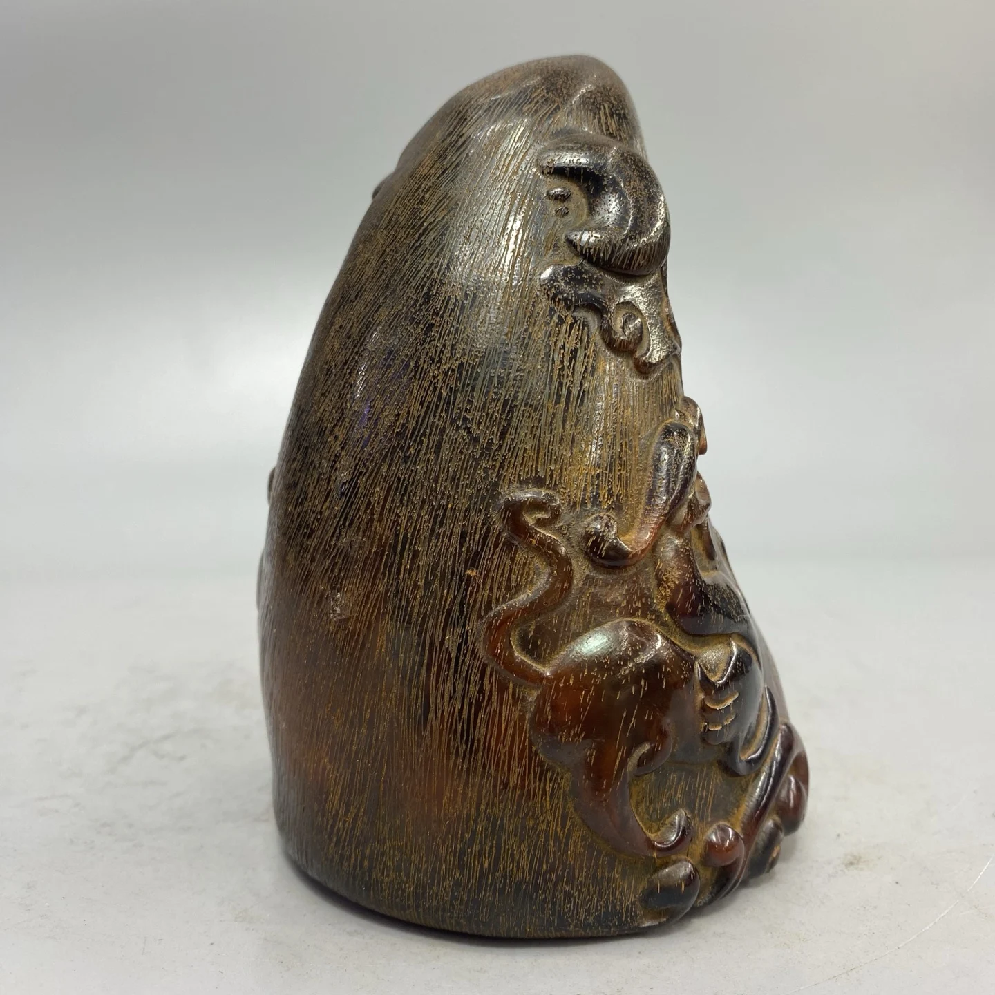Old Ox horn ornament with exquisite carving, Free shipping