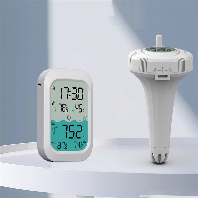 ABFY-ميزان حرارة لاسلكي لحمام السباحة -20-60 ° C سهل القراءة للحمام والمنتجعات الصحية وأحواض السمك بطول 500 قدم ومقياس حرارة حمام السباحة العائم