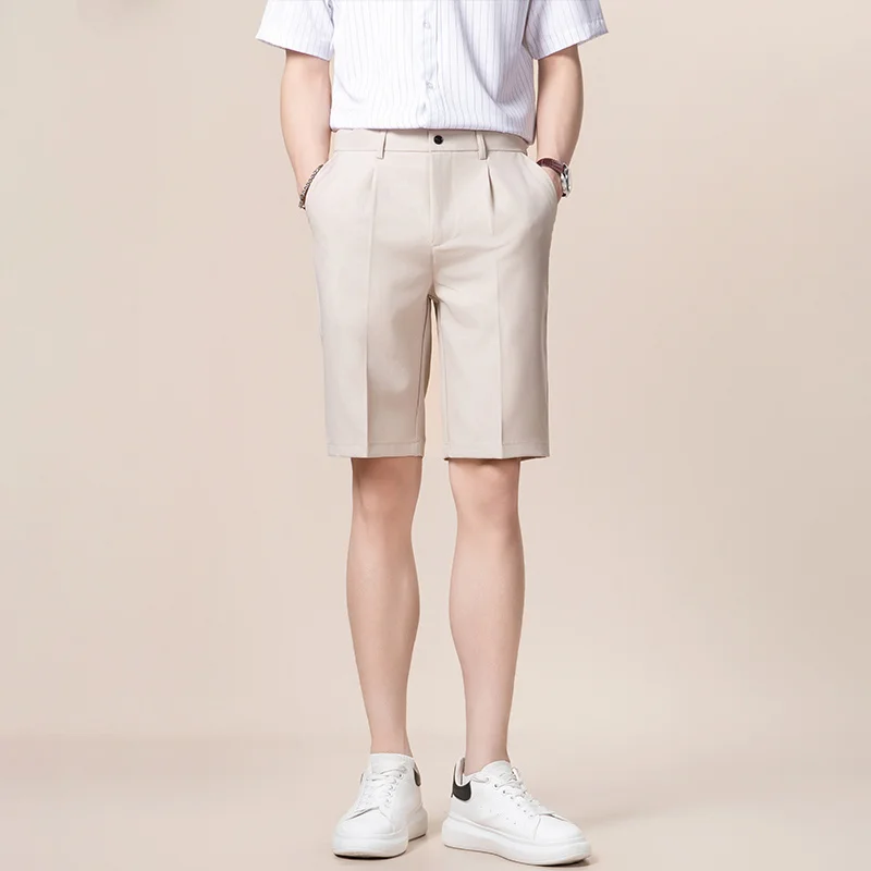

Suit-Style Men's Loose Fit Casual Shorts Summer Elastic Waist Trendy Knee-Length Outdoor Japanese Fashion Comfortable Wear