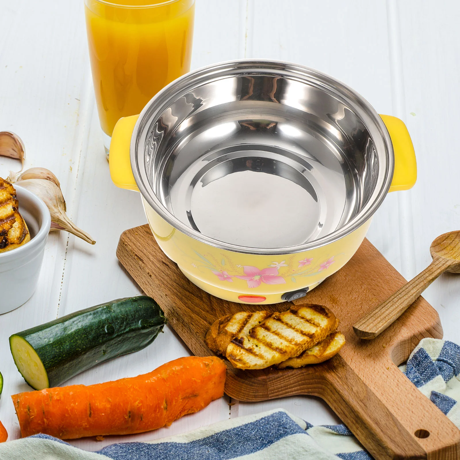 Electric Hot Pot Stainless Steel Steamer Multifunctional Boiling Kier Double Layers Stockpot