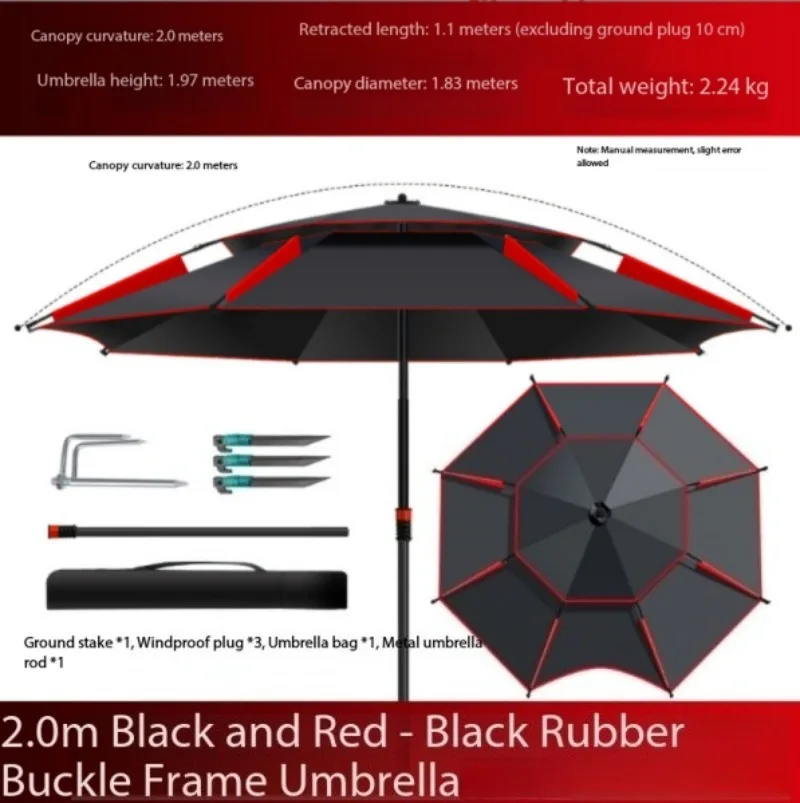 for Beach Parasol fishing umbrella shade 1.8-2.6m Double-Layer Fold Big Garden Parasol Windproof umbrella Large Outdoor Umbrella image 6