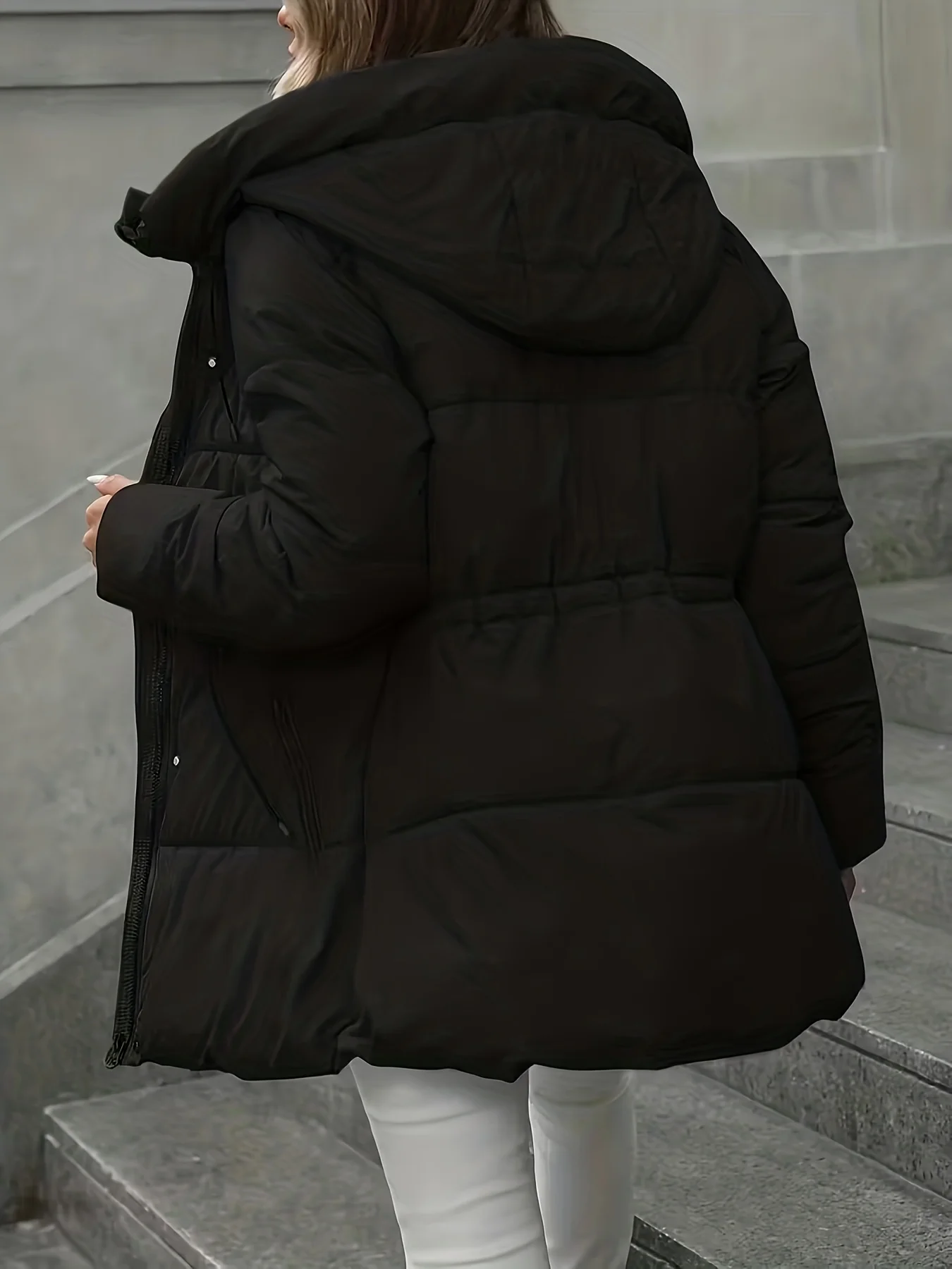 MS25072965 Autumn/Winter Fashion-Elegant Directional Thermal Pure Color Cotton Coat for Women