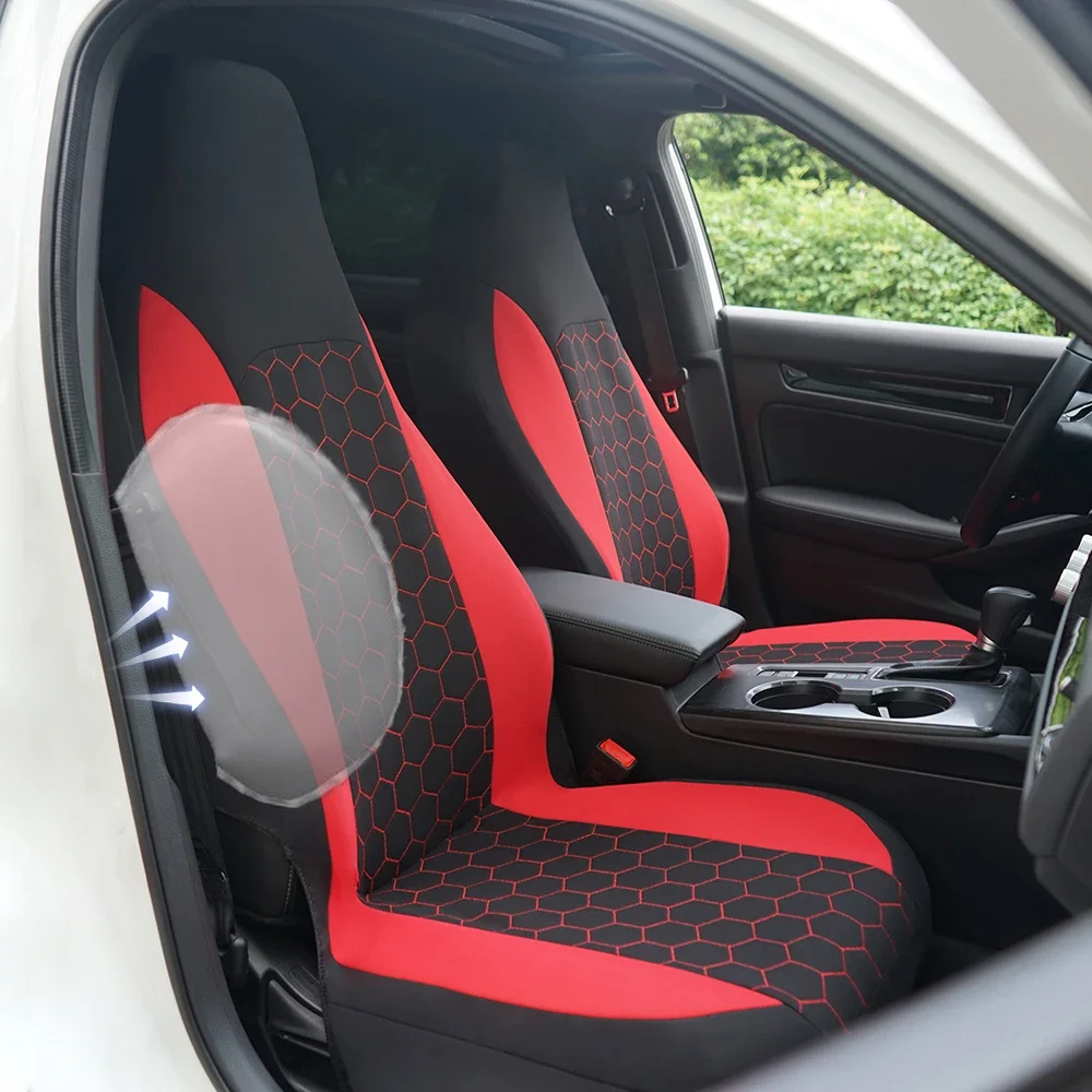 AUTOKING Hochlehner-Sitzbezüge für 2 Vordersitze, sechseckig, universelle Größe, passend für die meisten Autos, genäht, Sport-Stil, Autositzbezüge – Detail 5