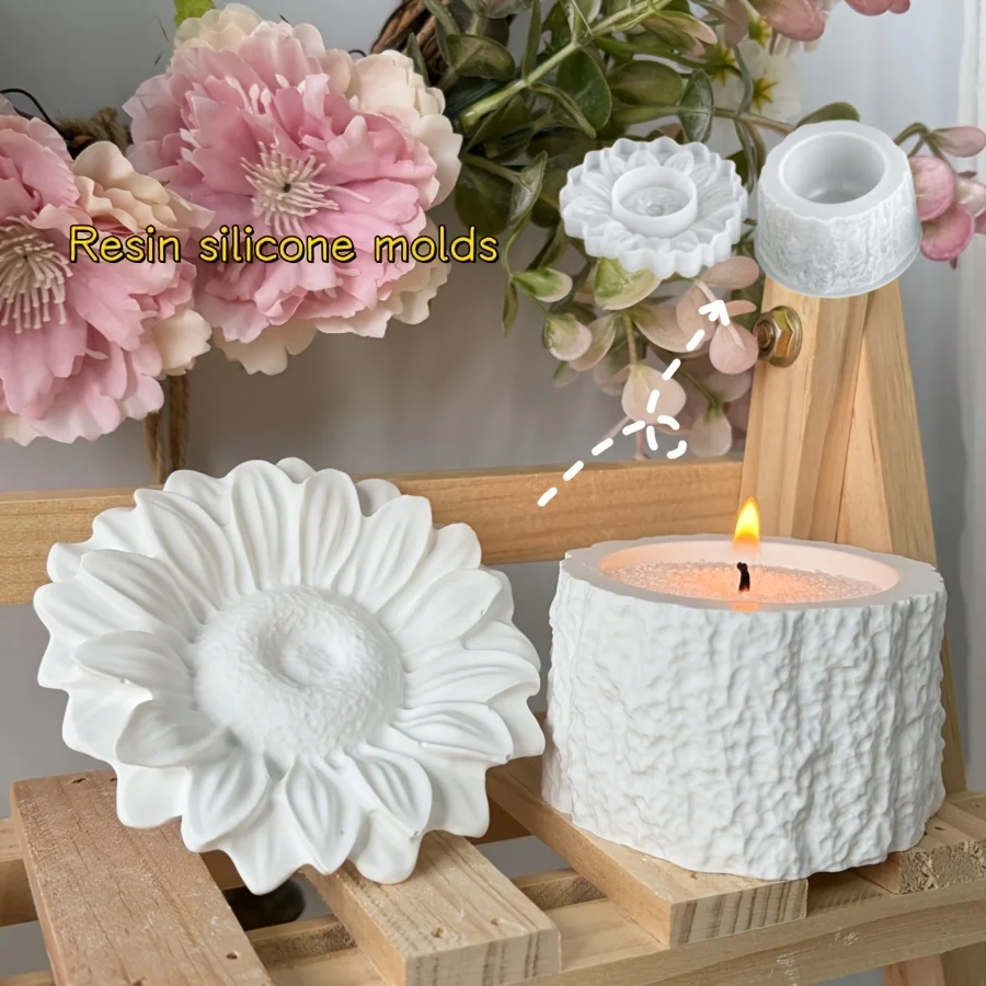 

Resin Silicone Mold | Two-Piece Set Valentine'S Day Sunflower Storage Box Ornament Mold Suitable for Making Epoxy Gypsum