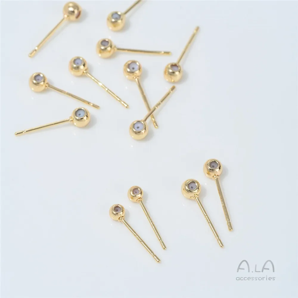 R620 14K Genuine Gold, White Gold, Silicone, Adjustable Ear Studs, Silver Needles, Diy Handmade Earrings, Accessories, Materials