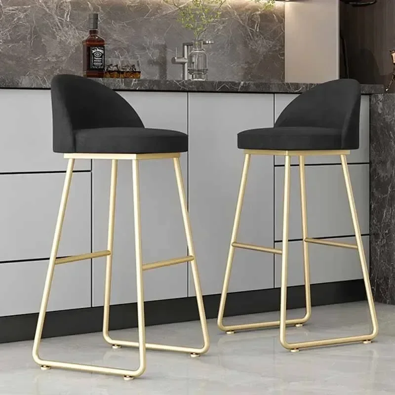 Kitchen Luxury Living Room Nordic Dining Bar Chair High Metal Golden Soft Office Chair Living Room Barstuhl Home Furniture