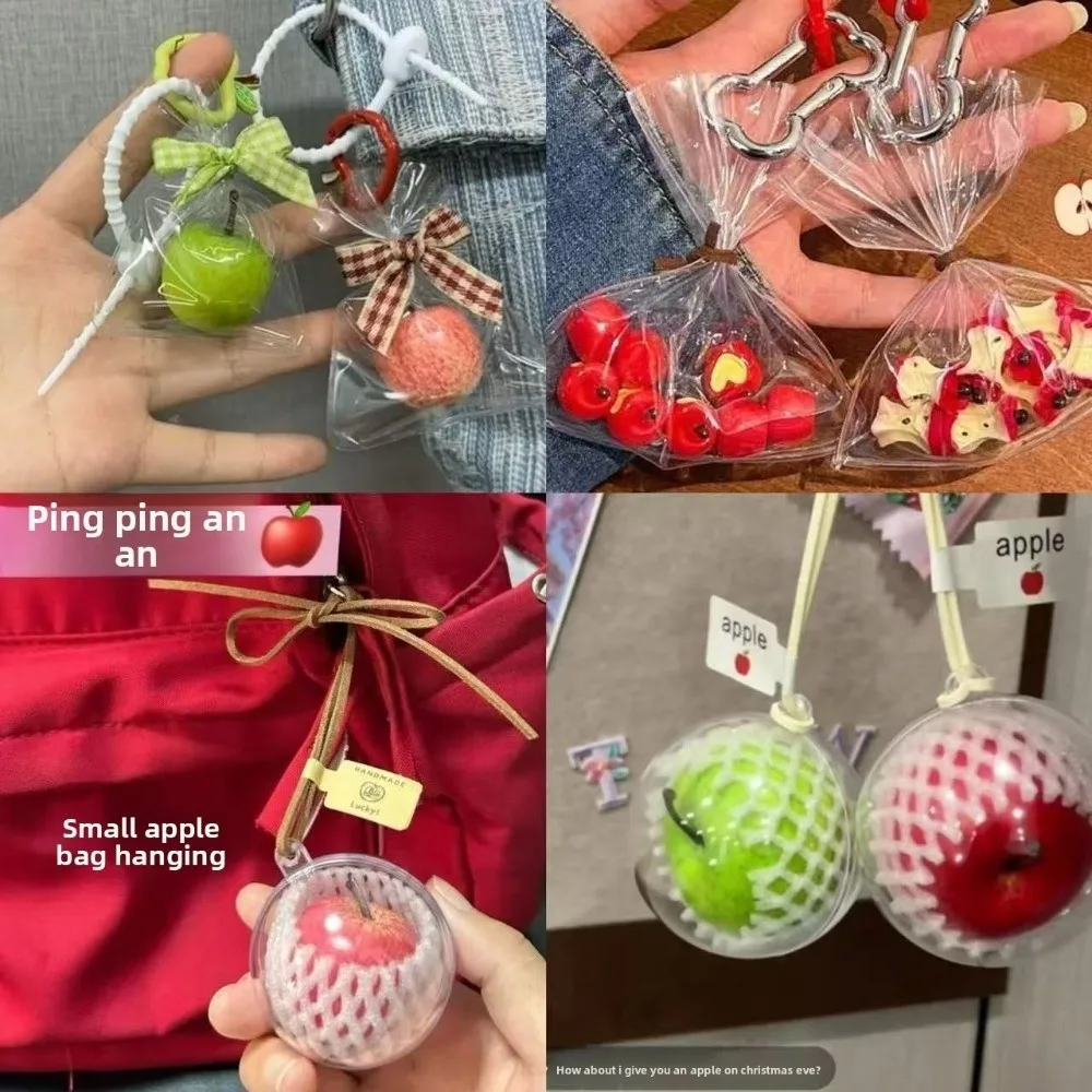 Apple Keychain Bag Keychain Auto Interior Decor Accessories Simulated Fruit Keychain Portable Rearview Mirror Fruit Pendant