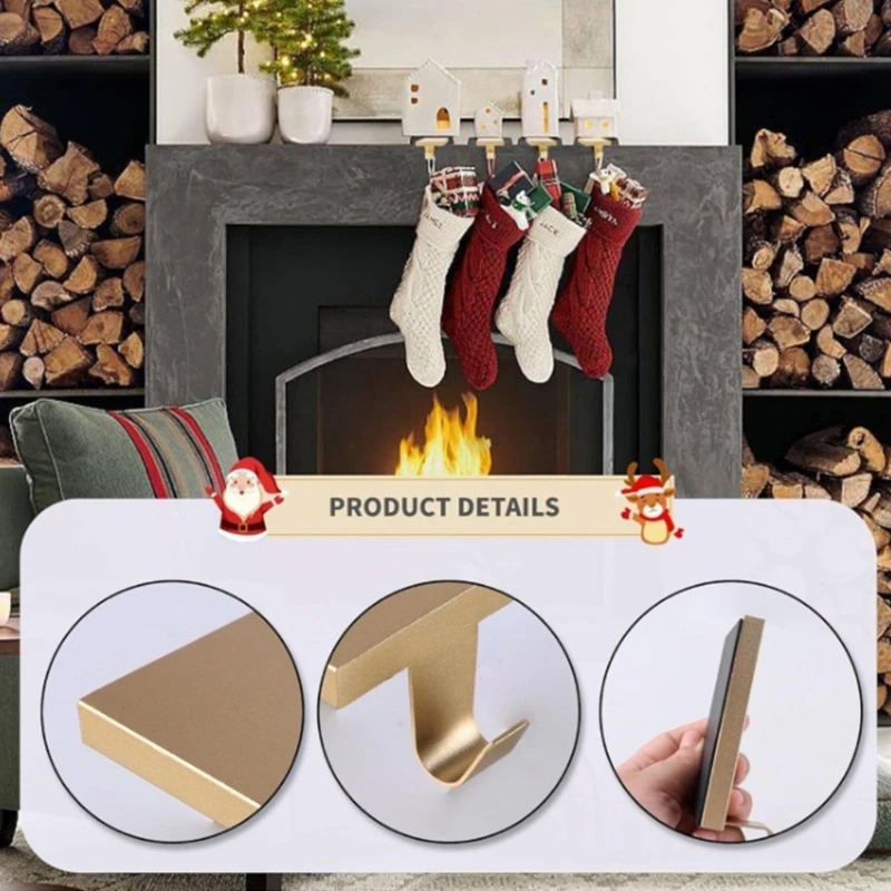مجموعة من 4 شماعات تخزين فعالة لعيد الميلاد، شماعات بخطاف رف عيد الميلاد للتخزين والتعليق وديكورات عيد الميلاد