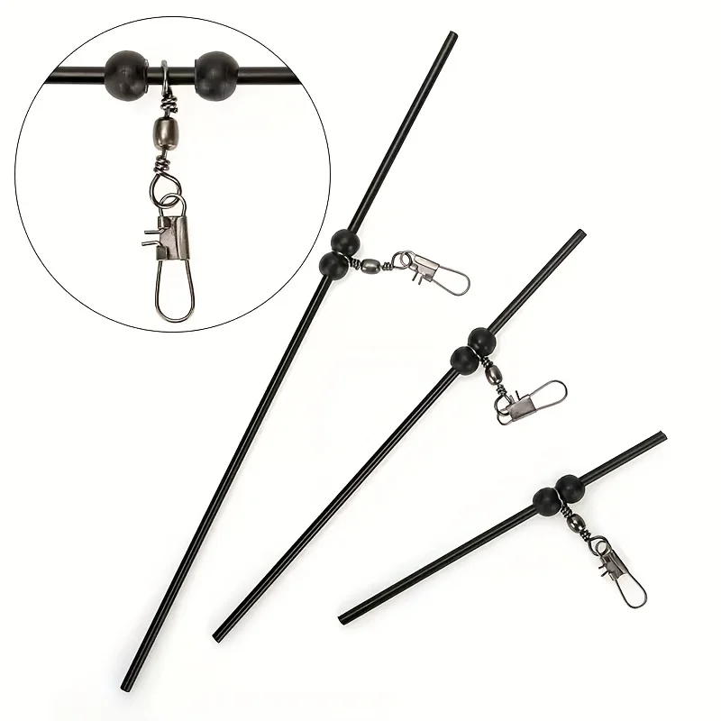 10 خرز أسود مزدوج لتحديد المواقع لقضبان الصيد - موصل توازن التغذية، ملحقات معدات صيد الأسماك البلاستيكية المتينة لـ P