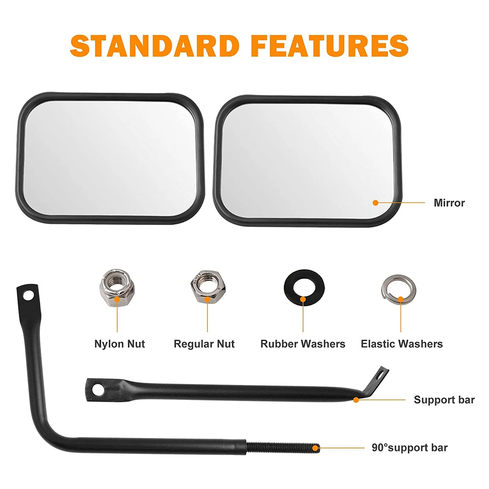 

Doors Off Mirrors For Jeep Wrangler CJ YJ TJ JK JL & Unlimited, Wider Rearview Mirrors Square Door Side Hinge Mirror