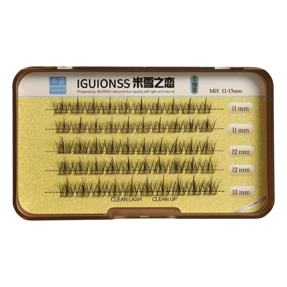 IGUIONSS New Individual Lashes 5 Rows Mix Wide Cluster Eyelash Extension Natural Soft Brand New False Lash Makeup Tool