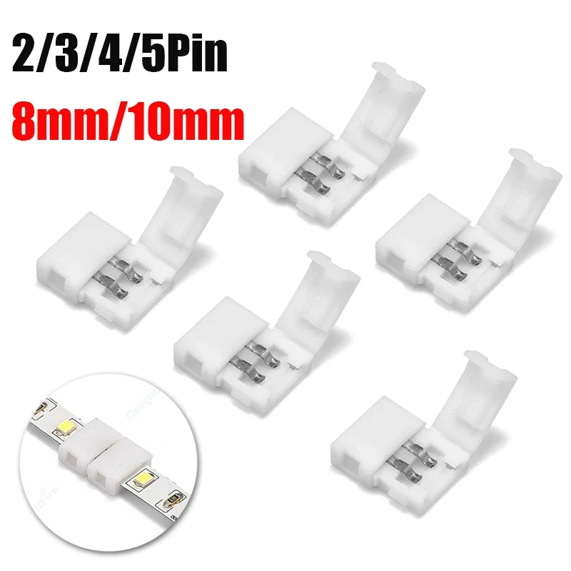 2/3/4/5PIN Solderless LED Strip Connector LED Splice Clip Connector For 8mm 10mm 12mm 3528 5050 RGB RGBW SMD Led Strip Light