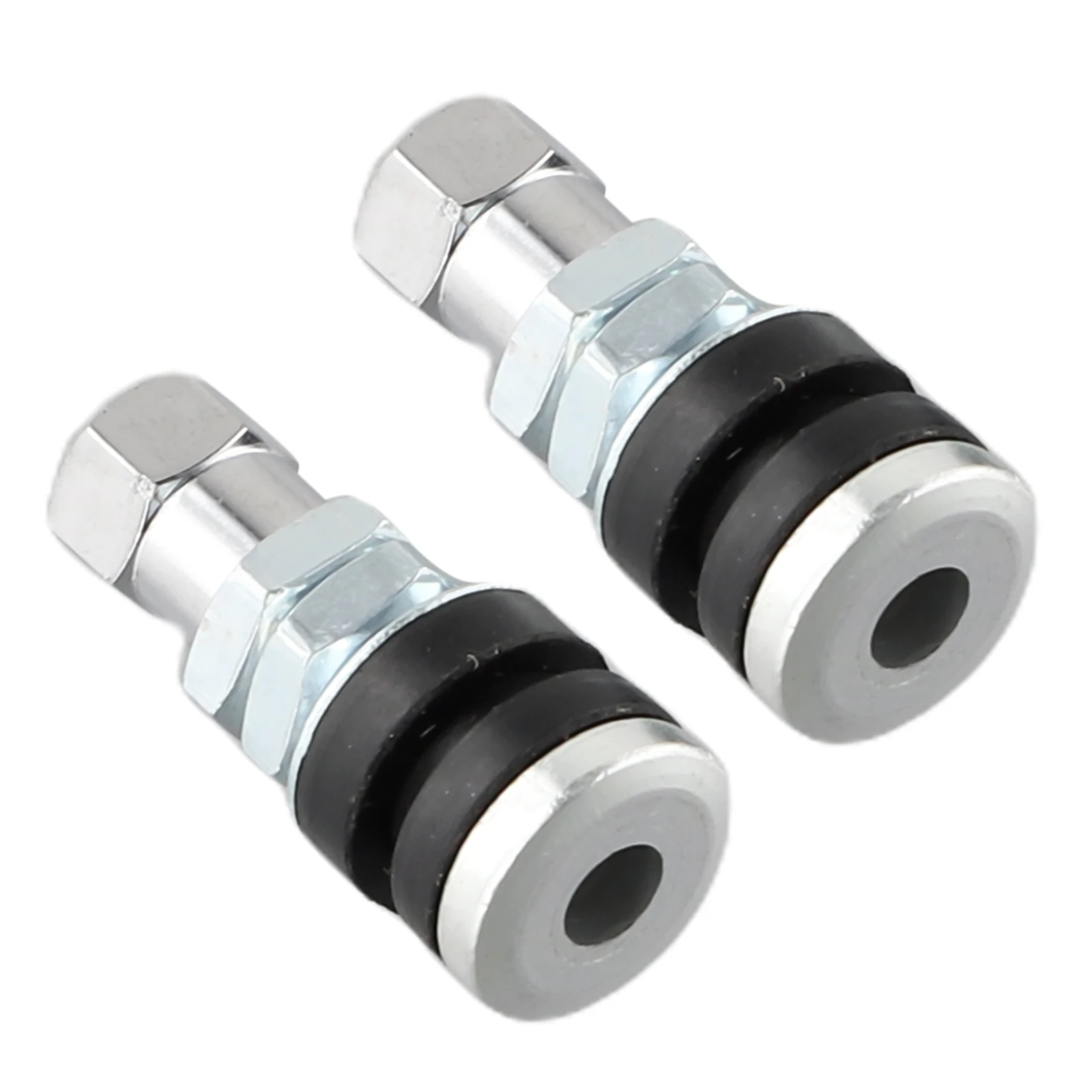 2Pcs Car Tire Valve Short Stems Tubeless Vacuum Tire Valve Stems Metal Silver Tire Valve Short Stems Auto Replacement Parts