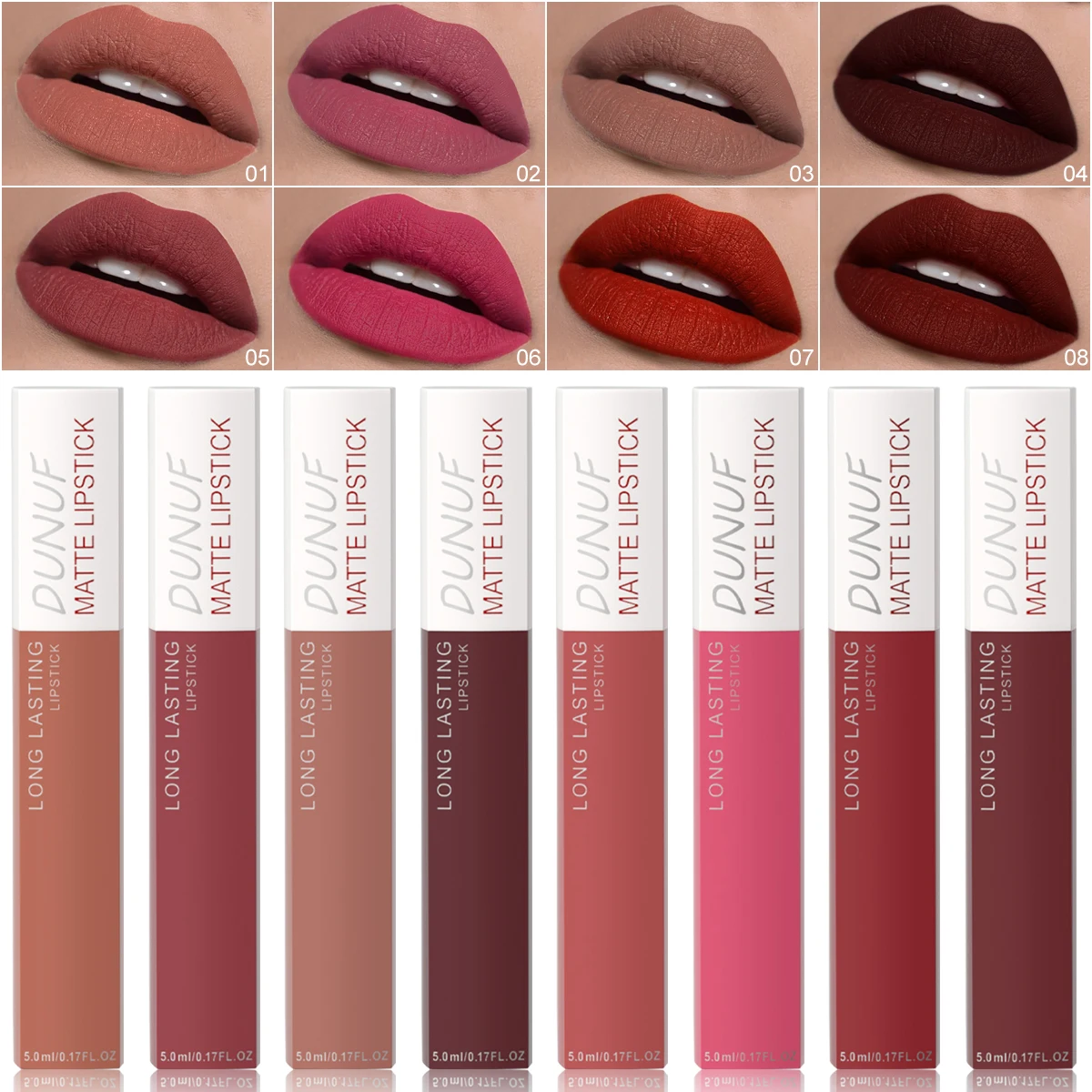 8 unids/set brillo de labios de terciopelo mate tonos desnudos de larga duración no se decolora impermeable a prueba de sudor ligero cómodo