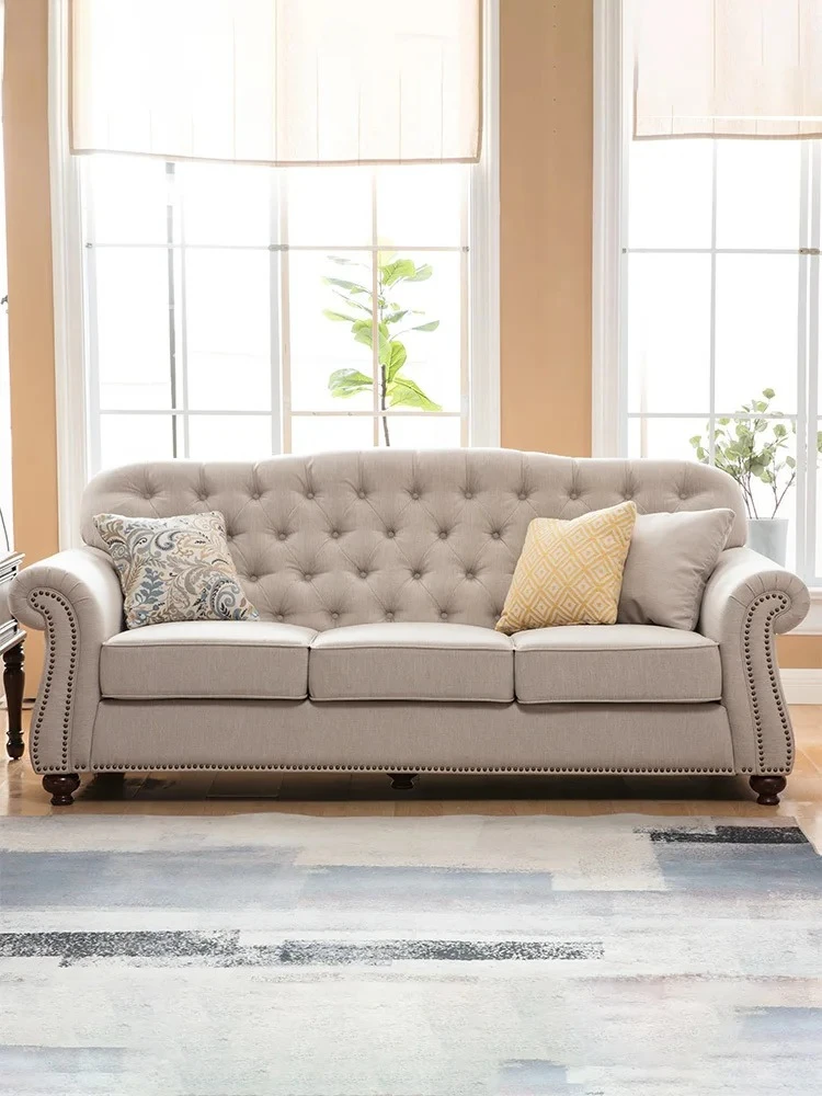 Fabric Sofa with Pull Buttons Suitable for Small and Large Living Rooms, Villa Combination, No Disassembly and Washing Needed