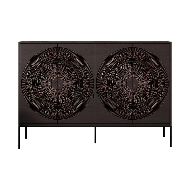 

Medieval light luxury door cabinet American retro solid wood decorative cabinet side cabinet