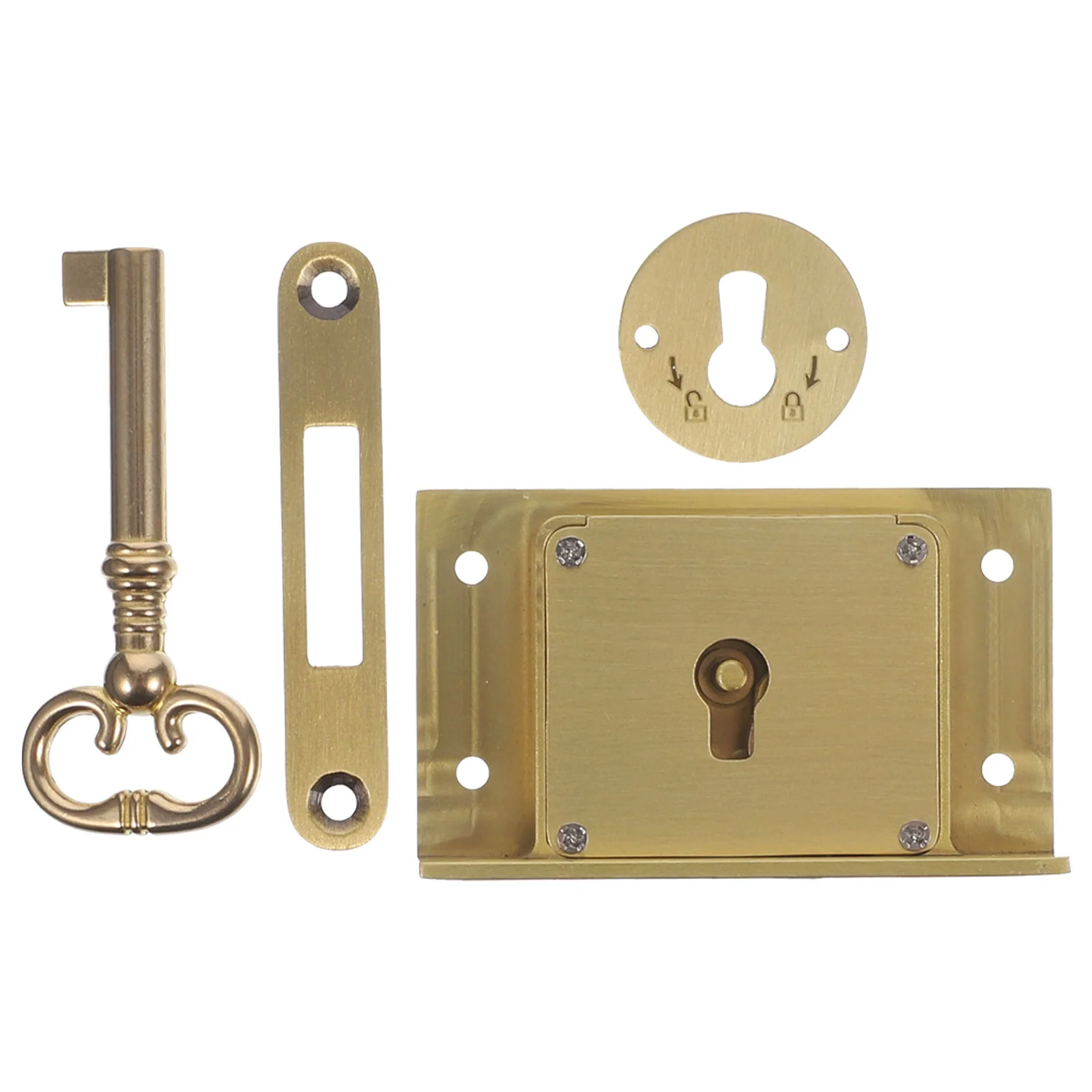 Retro Drawer Lock Furniture Pure Copper Hidden Wooden Box Matte Brushed 4505b Door for Cabinet with Key Brass Square Locks Desk