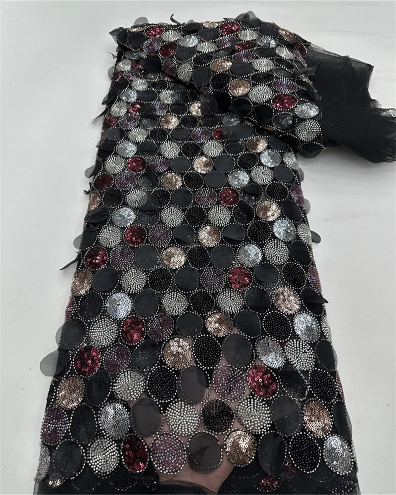 Manik-manik Afrika Mewah 2025 Payet Nigeria Kualitas Tinggi dengan Renda Mutiara Kain Renda Tulle Perancis untuk Jahit Gaun Pesta